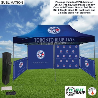 72 Hr Fast Ship - Full Tent Package 1, 20' Sublimated Tent, 2 10' Backwalls, 2 Half Sidewalls