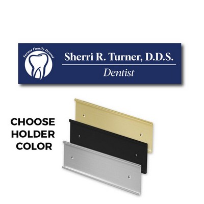 Navy Blue Name Plate And Wall Sign Holder-Plastic Etches To White - 2X10