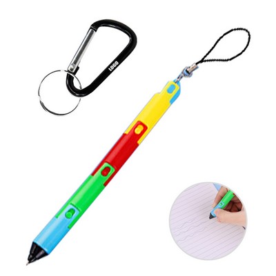 Vibrant Folding Ballpoint Pen with Keychain