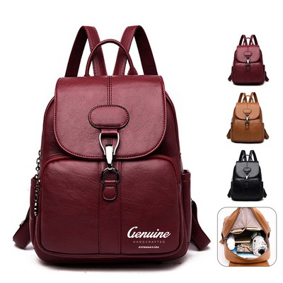 PU Leather Anti theft Travel Backpack