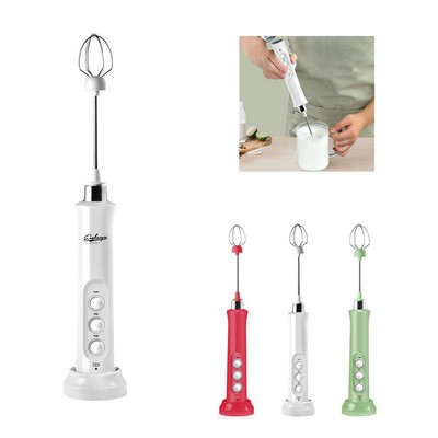Handheld Milk Frother with 3 Stainless Steel Whisk