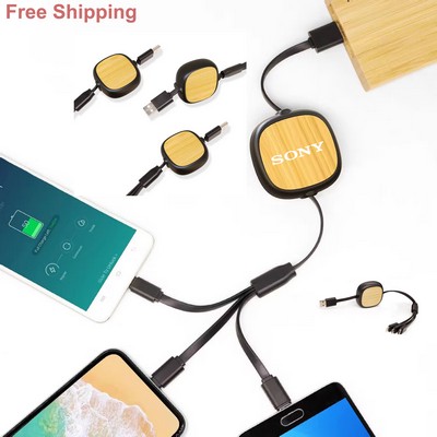 Fast Charging 3 in1 Wooden USB Cable