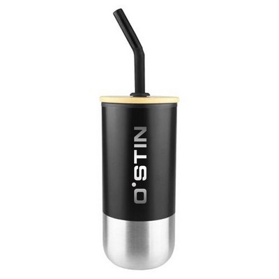 Stainless Steel Vacuum Cup with Straw – Insulated Tumbler for 450ml (15oz)