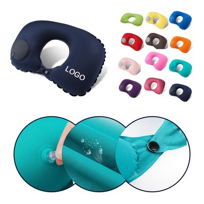 Compact Inflatable U-Shaped Travel Pillow – Width: 15.8" Height: 11.0" Depth: 4.7"