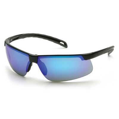 Ever-Lite Safety Glasses, Black Frame with Ice Blue Mirror Lens