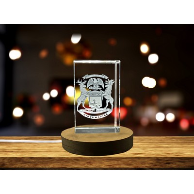 Michigan State Coat of Arms Crystal Trophy Award w/LED Base Light