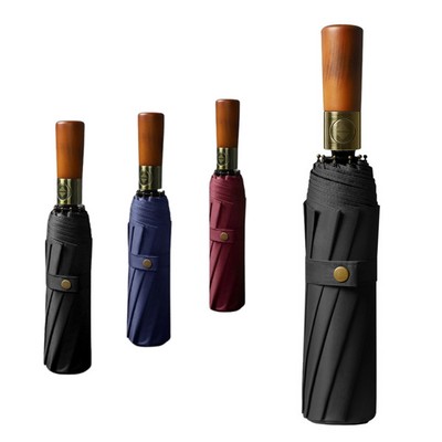 Three Fold Full Automatic Solid Wood Umbrella