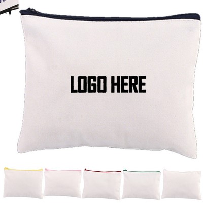 Multipurpose Canvas Zipper Cosmetic Bag Pencil Pouch for Daily Essentials