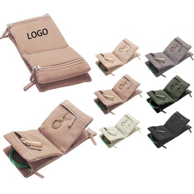 Multi-Compartments Velvet Jewelry Organizer Bag With Zipper