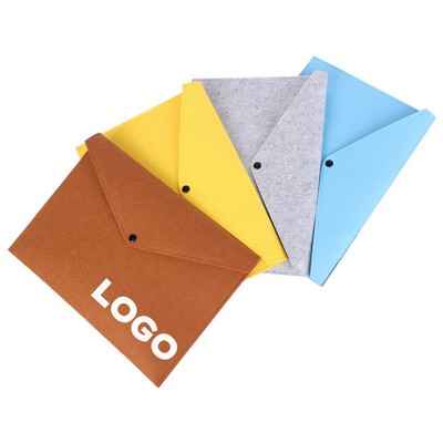 A4 Portable Felt Handbag Button Closure Paper File Folder