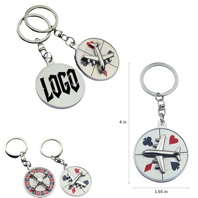 Metal Russian Turntable Cross Keychain