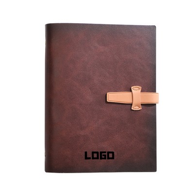 Refillable Composite Leather 6-Ring Binder Journal with Strap
