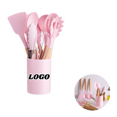 12-Piece Bamboo & Silicone Utensil Set