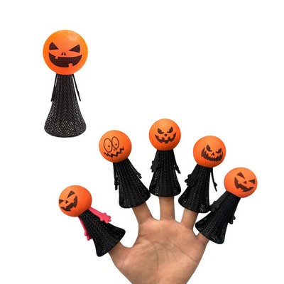 Halloween Funny Pumpkin Head Finger Puppet Bouncing Toy