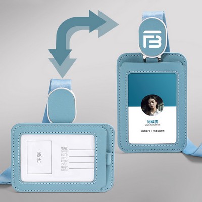 Portable Retractable Pu Leather Id Card Holder