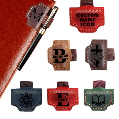 Wholesale Magnetic Leather Bookmark Pen Holder