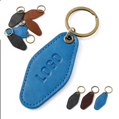 3.6" Vintage Style Leather Diamond Keychain Ring