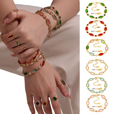 Faceted Czech Glass Anklet/Bracelet- 18K Gold Plated