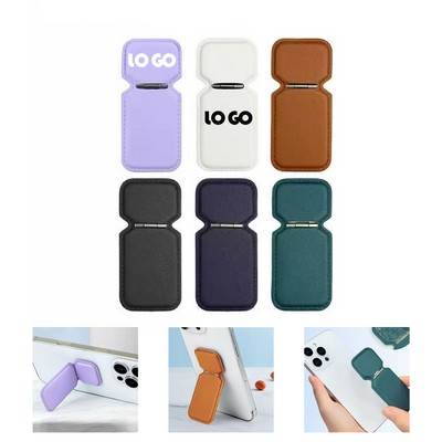 Mini Leather Adhesive Phone Stand with Multi-Angle Folding