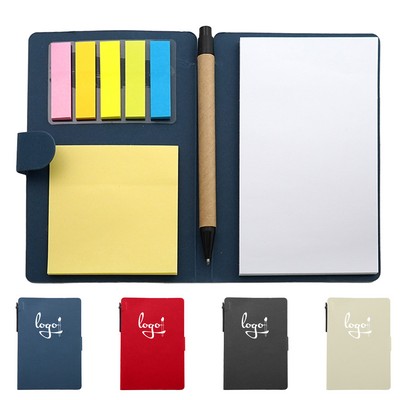 Kraft Paper Notepad Set With Pen And Sticky Notes