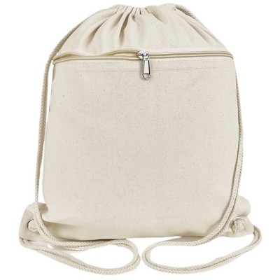 Blank Travel 7 oz Canvas Drawstring Bag | Sports Gym Hiking Event Cinch Natural (14x17)