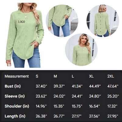Rounded Hem Crew Style Top (S-2XL)