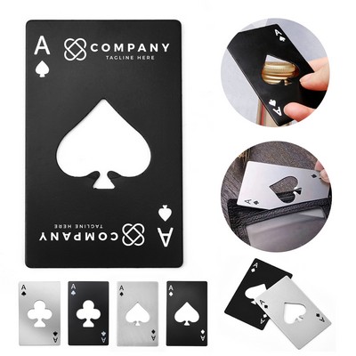 Stainless Steel Ace of Spades Card Bottle Opener