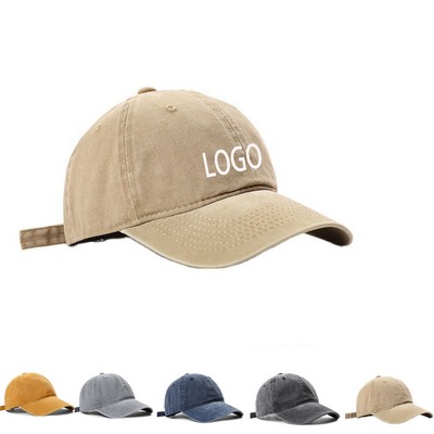 Cotton 6 Panel Men Women Baseball Cap Vintage Washed