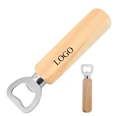 Stainless Steel Bottle Opener w/ Wooden Handle