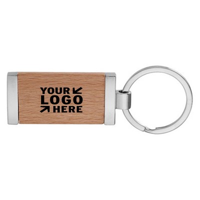 Square Wood Rectangle Keychain