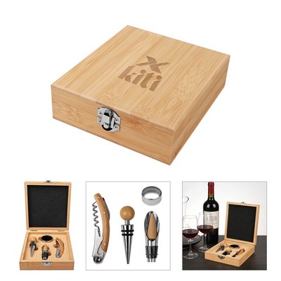 4" 1 Wine Opener Set W/ Bamboo Gift Box