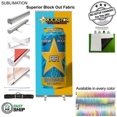 72Hr Fast Ship - Sublimated Premium Retractable Pull Up Banner, Superior Block Out Fabric, 33.5"x79"