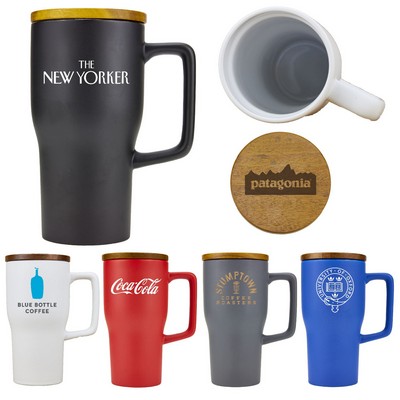 Terra 18oz Ceramic Mug with Natural Wood Lid