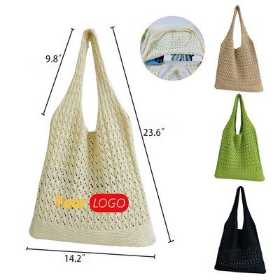Polyester Mesh Crochet Beach Tote Bag for Summer Travel