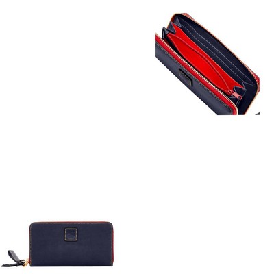 Dooney & Bourke Navy Blue Florentine Large Zip Around Wristlet Bag