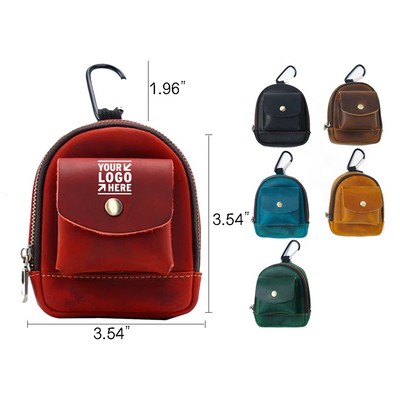 Leather Mini Backpack Keychain