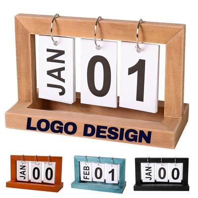 Durable Wooden Flip Calendar