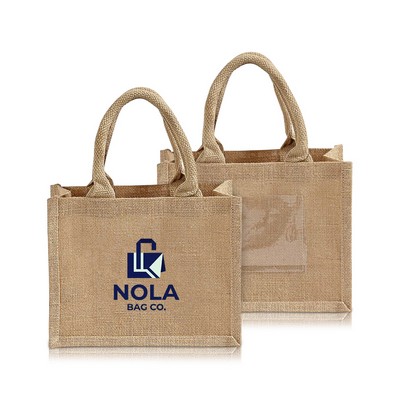 Petite Jute Tote with Clear PVC Pocket