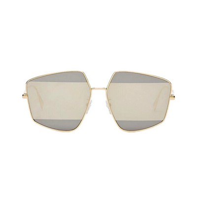 Fendi Stripes Silver Tint and Gold Frame Metal Sunglasses