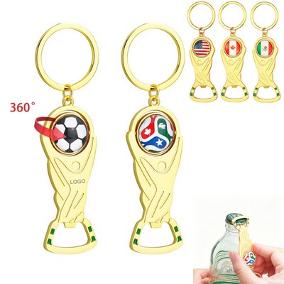 Trophy Shaped Soccer Bottle Opener with Rotating Ball