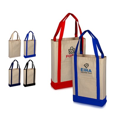 Cotton Canvas Two Tone Deluxe Tote Bag