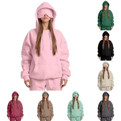 Unisex Polyester Hoodie With Eye Mask