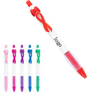 Ribbon Accent Click Plastic Ballpoint Pen