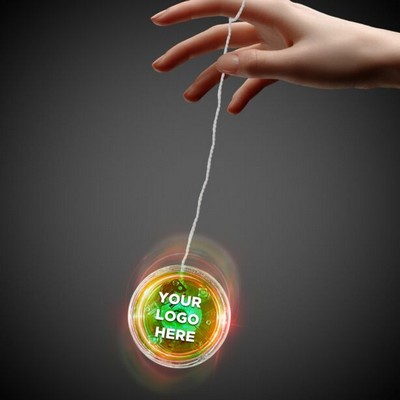 2" Pad Printed Light-Up Green & Clear Yo-Yo w/Red LED(Pad Print)