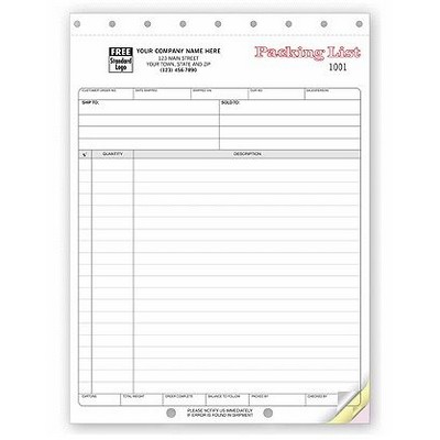 Packing List Forms - Large (3 Part)