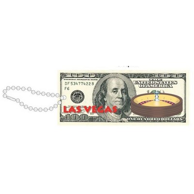 Vegas Roulette Table On $100 Bill Key Chain w/ Black Back (2 Square Inch)