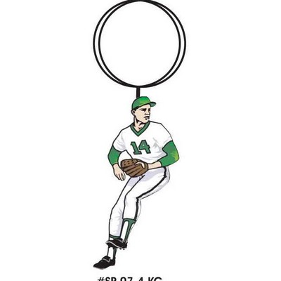 Baseball Player Key Chain w/Clear Mirrored Back (4 Square Inch)