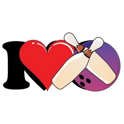 I Love Bowling Magnet w/ Full Magnetic Back (2 Square Inch)