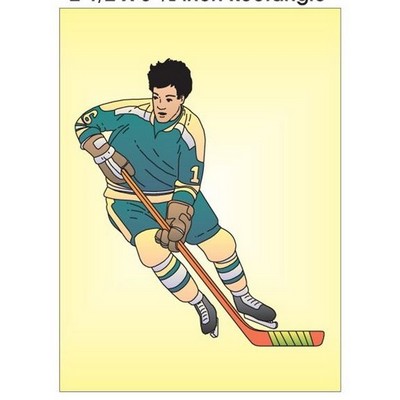 Hockey Player Rectangle Badge w/ Bar Pin (2 1/2"x3 1/2")