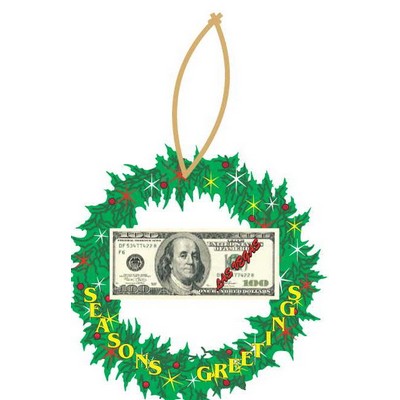 Las Vegas $100 Bill Promotional Wreath Ornament w/ Black Back (12 Square Inch)